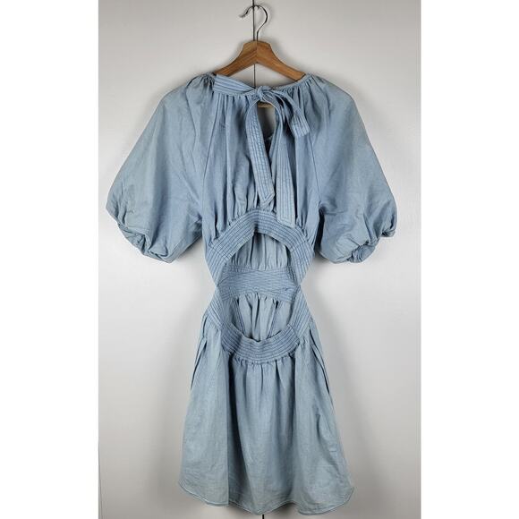 Anthropologie x Love the Label Puff Sleeve Mini Dress in Powder Blue | XS - Picture 7 of 8